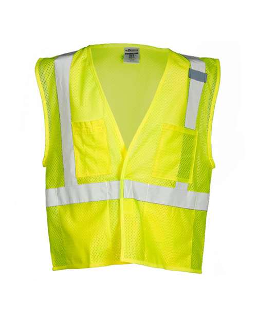 Kishigo Unisex 4 Pocket Hook - and - Loop Mesh Vest - Kishigo 1083 - 1084 Lime S