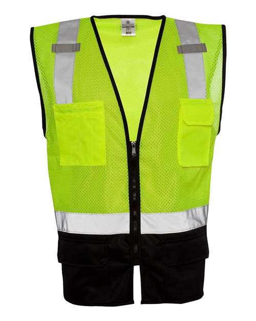 Kishigo Unisex Black Bottom Mesh Class 2 Vest - Kishigo 1509 Lime S/M