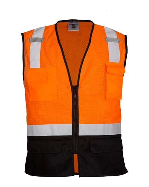 Kishigo Unisex Black Bottom Mesh Class 2 Vest - Kishigo 1509 Orange - 1529 S/M