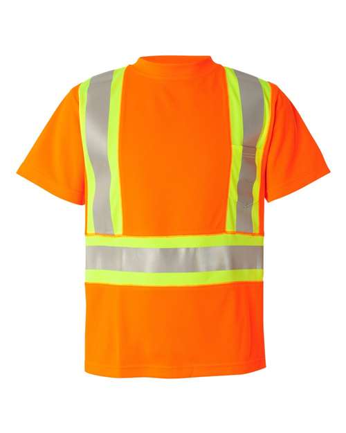 Kishigo Unisex Class 2 Flat Stitch Self - Fabric Panels T-Shirt - Kishigo 9120 - 9121 Orange M