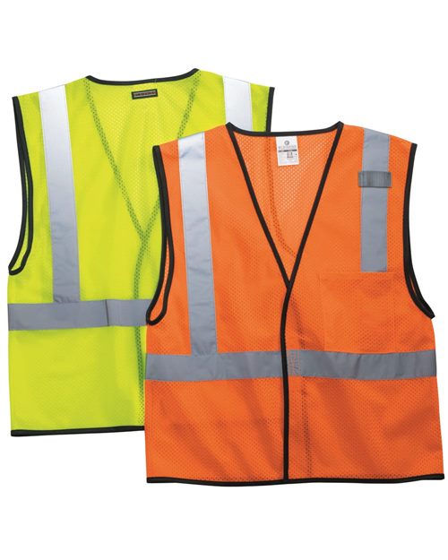 Kishigo Unisex Economy Single Pocket Hook - and - Loop Mesh Vest - Kishigo 1193 - 1194 Lime S/M