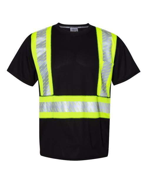 Kishigo Unisex EV Series® Enhanced Visibility Contrast Pocket T-Shirt - Kishigo B200 - 204 Black/ Lime - B200 M