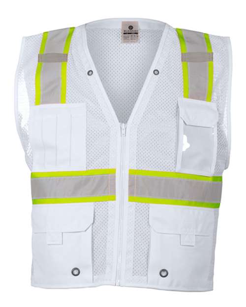 Kishigo Unisex EV Series® Enhanced Visibility Multi - Pocket Mesh Vest - Kishigo B100 - 111 White - B105 S/M