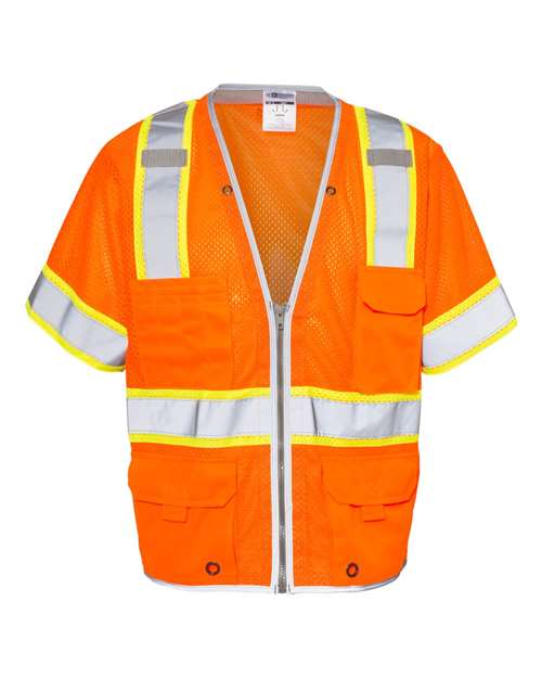 Kishigo Unisex Premium Brilliant Series® Heavy Duty Class 3 Vest - Kishigo 1550 - 1551 Orange S