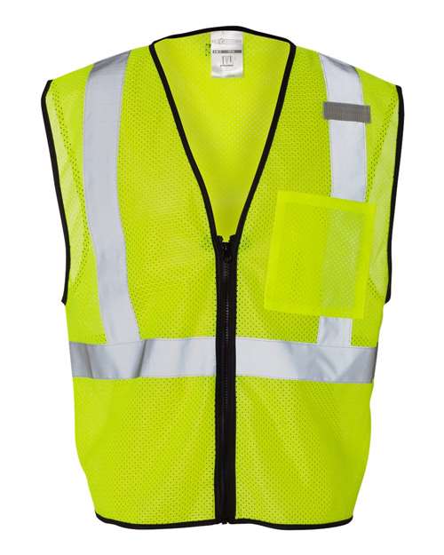 Kishigo Unisex Single Pocket Zipper Mesh Class 2 Vest - Kishigo 1519 - 1520 Lime S/M