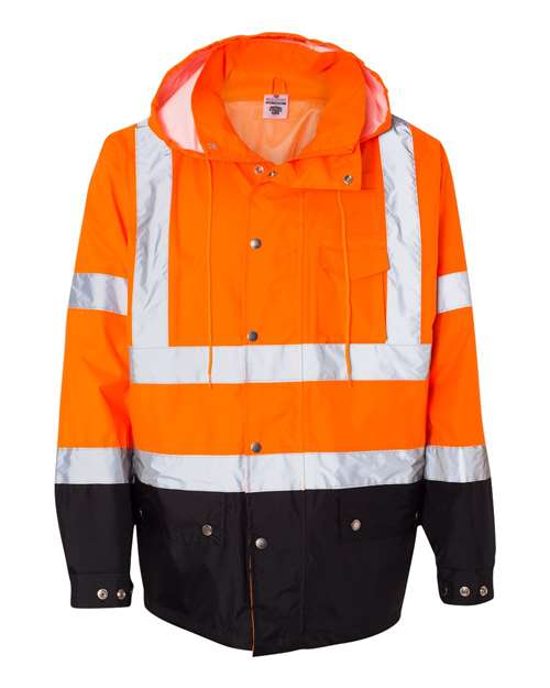 Kishigo Unisex Storm Cover Waterproof Rain Jacket - Kishigo RWJ102 - 103 Orange S/M