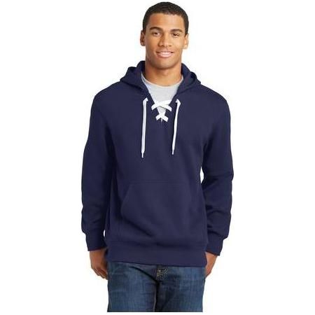 Lace Up Pullover Hooded Sweatshirt True Navy Large Sweatshirts