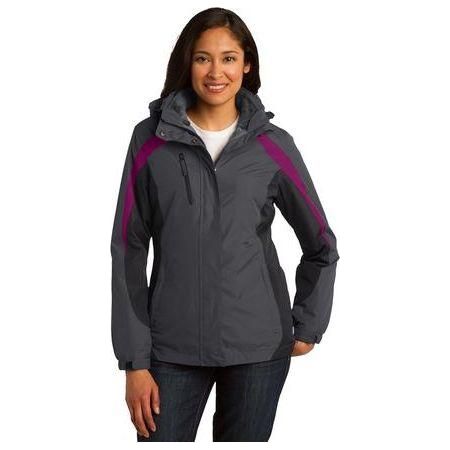 Ladies Colorblock 3 - in - 1 Jacket Black/ Magnet Grey/ Signal Red X - Small Insulated Jackets