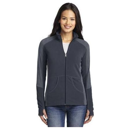 Ladies Colorblock Microfleece Jacket Battleship Grey/Pearl Grey 2X - Large Fleece Jackets