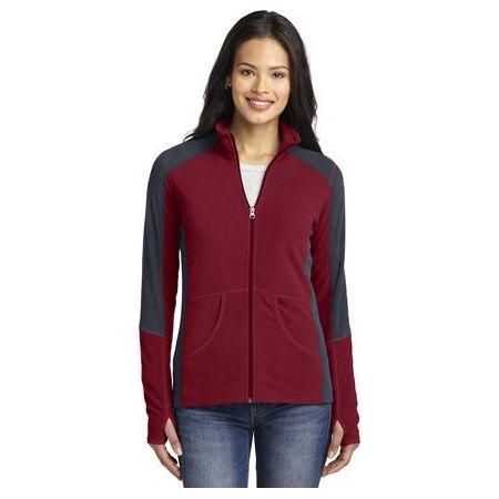 Ladies Colorblock Microfleece Jacket Garnet/Battleship Grey 3X - Large Fleece Jackets