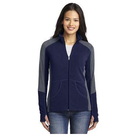 Ladies Colorblock Microfleece Jacket True Navy/Pearl Grey 4X - Large Fleece Jackets