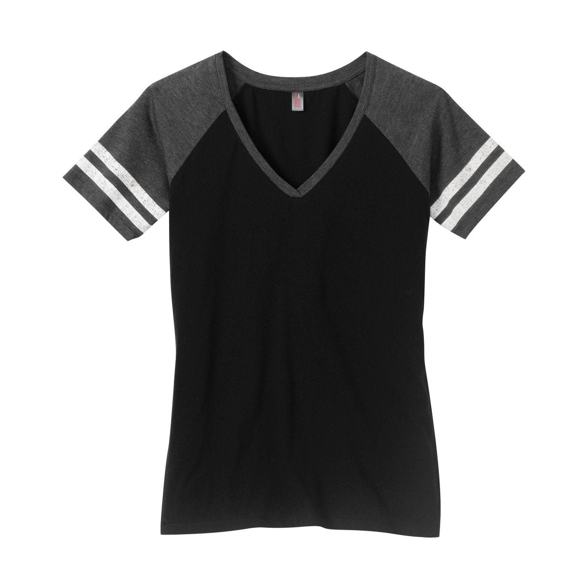 Ladies Game V - Neck Tee Large Black / Heathered Charcoal Short Sleeve T-Shirts
