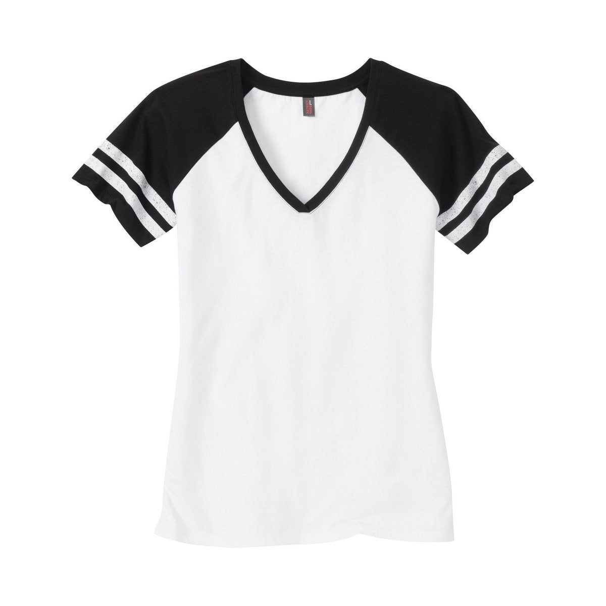 Ladies Game V - Neck Tee Small White / Black Short Sleeve T-Shirts
