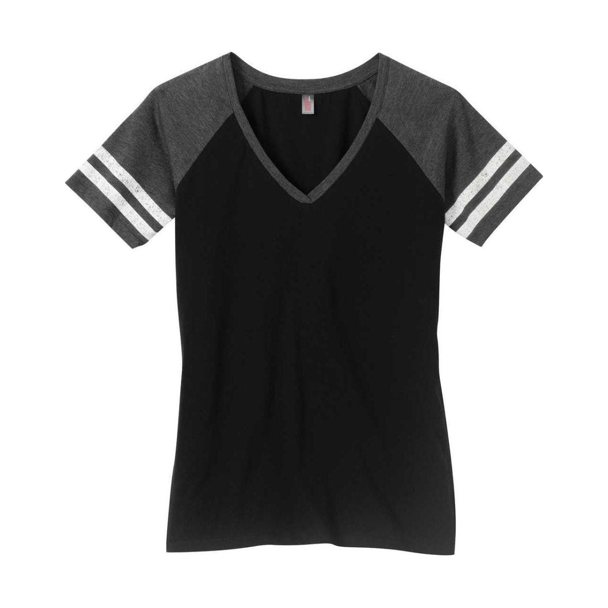 Ladies Game V - Neck Tee X - Small Black / Heathered Charcoal Short Sleeve T-Shirts