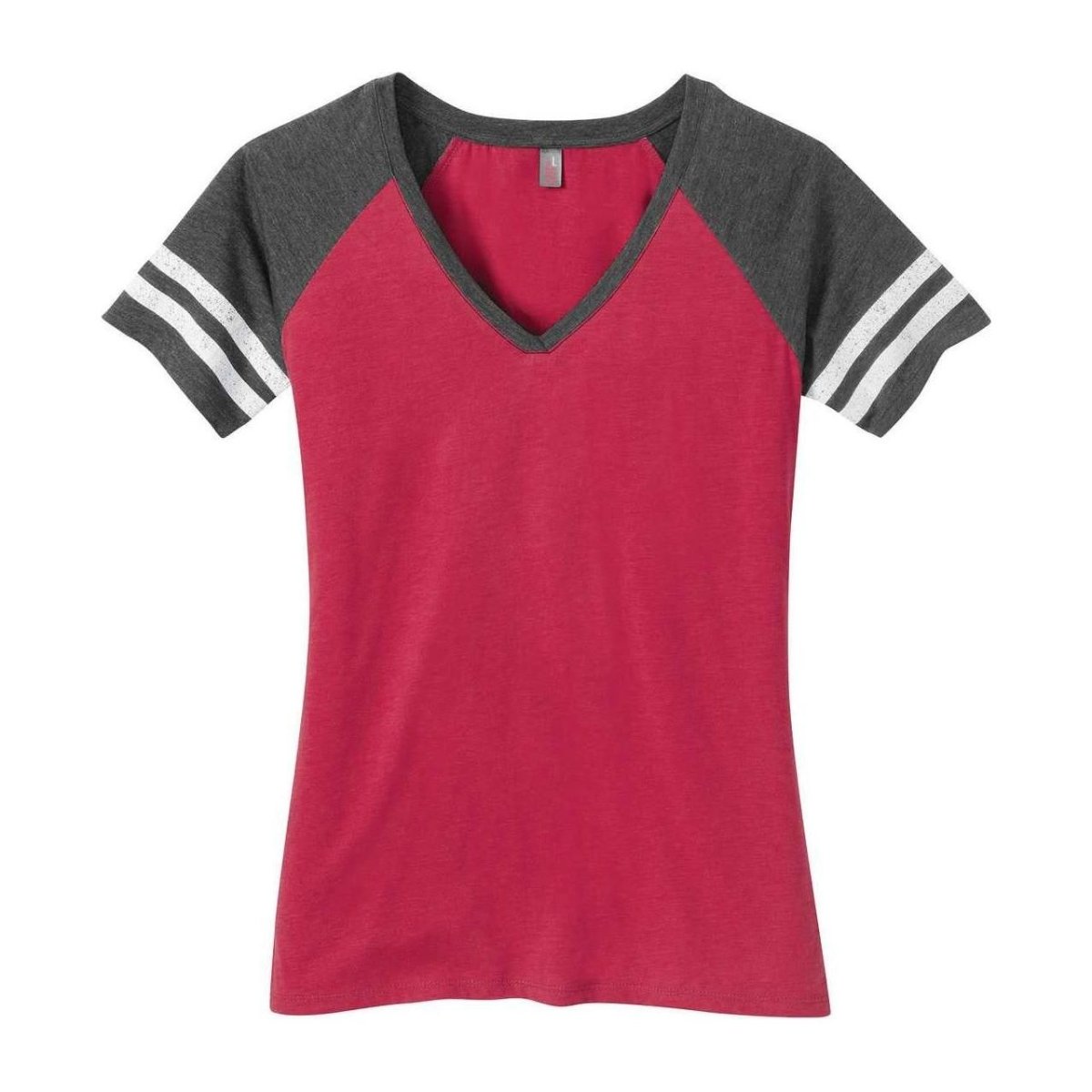 Ladies Game V - Neck Tee X - Small Black / Heathered Charcoal Short Sleeve T-Shirts