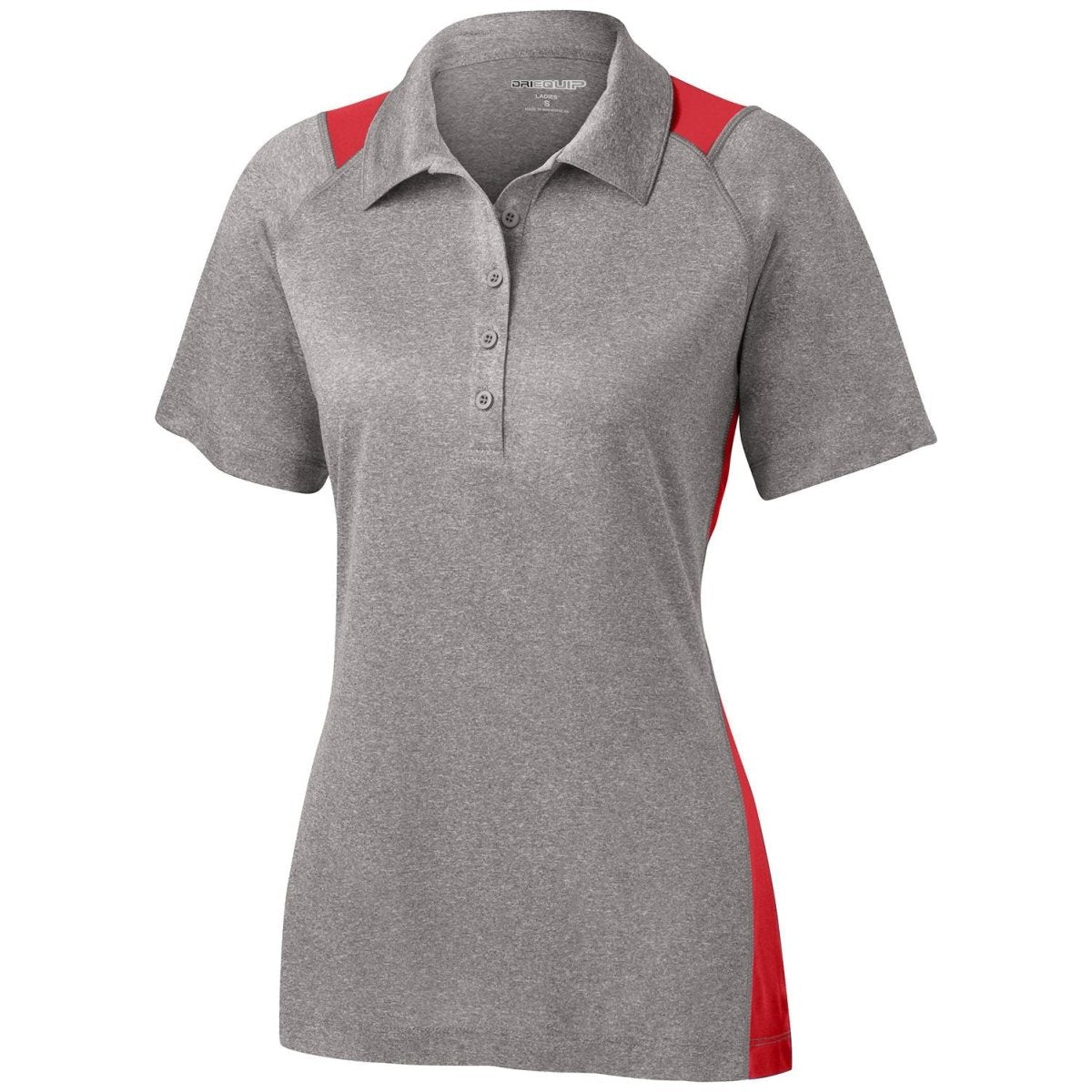 Ladies Heather Colorblock Contender Polo Vintage Heather/True Red X - Small Women's