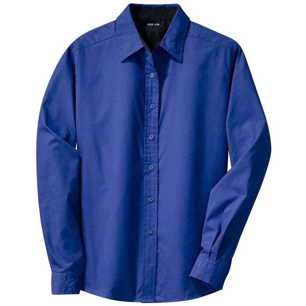 Ladies Long Sleeve Easy Care Shirt Royal Blue / Classic Navy X - Small