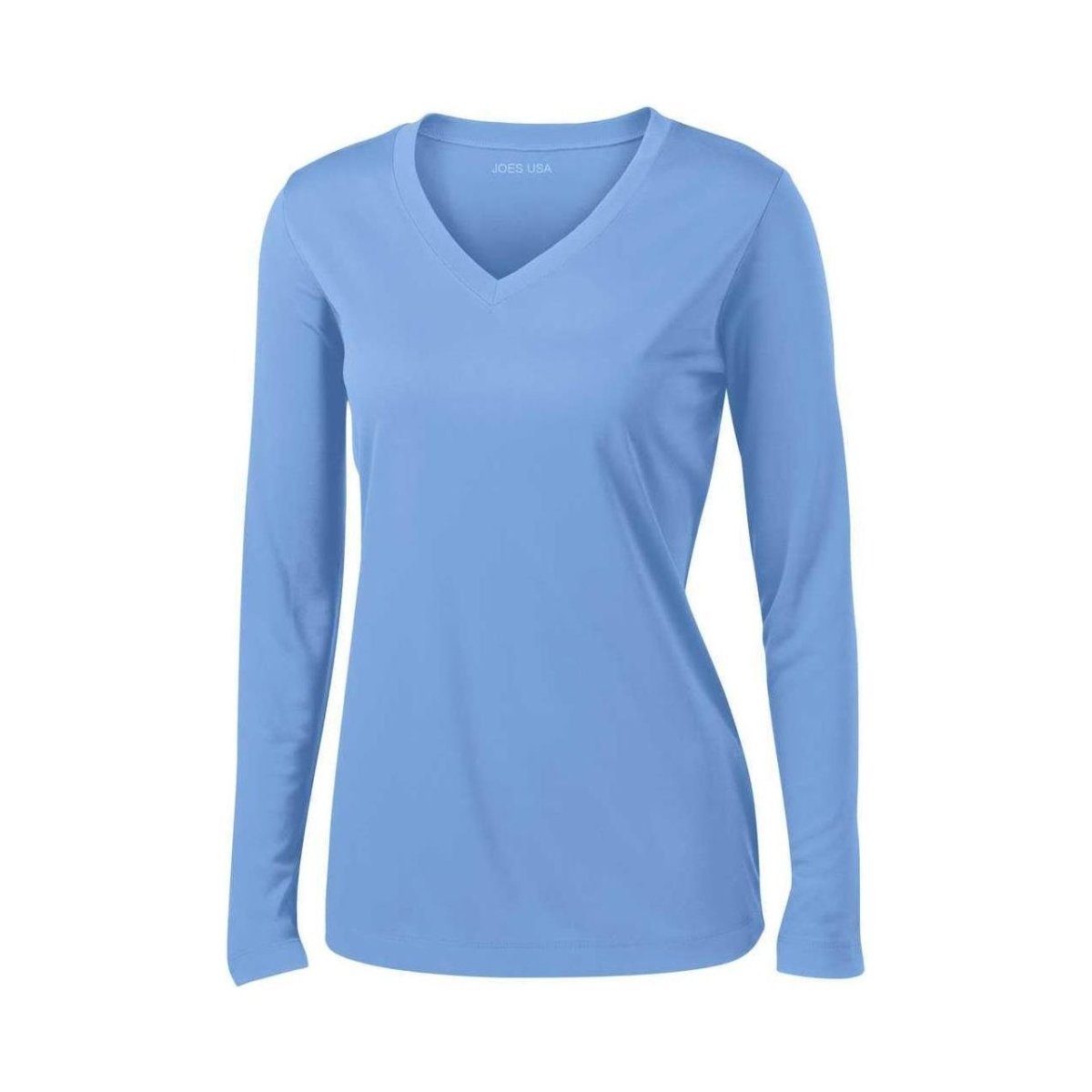 Ladies Long Sleeve Moisture Wicking Athletic Shirts in Sizes XS - 4XL Carolina Blue XS Long Sleeve T-Shirts