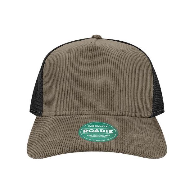 LEGACY Five - Panel Trucker Cap - LEGACY ROADIE Dark Grey Corduroy/ Black Adjustable Caps