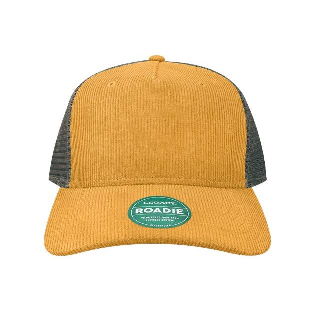 LEGACY Five - Panel Trucker Cap - LEGACY ROADIE Sawgrass Corduroy/ Brown Adjustable Caps