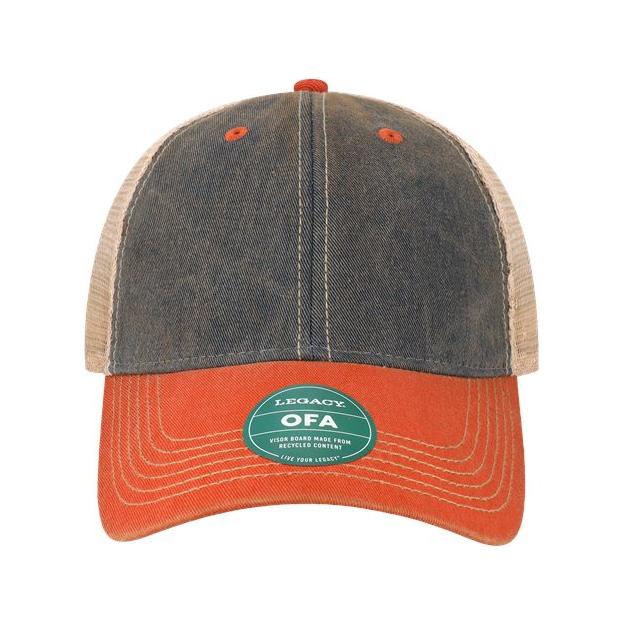 LEGACY Old Favorite Trucker Cap - LEGACY OFA Navy/ Orange/ Khaki Adjustable Caps