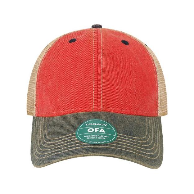 LEGACY Old Favorite Trucker Cap - LEGACY OFA Scarlet Red/ Navy/ Khaki Adjustable Caps