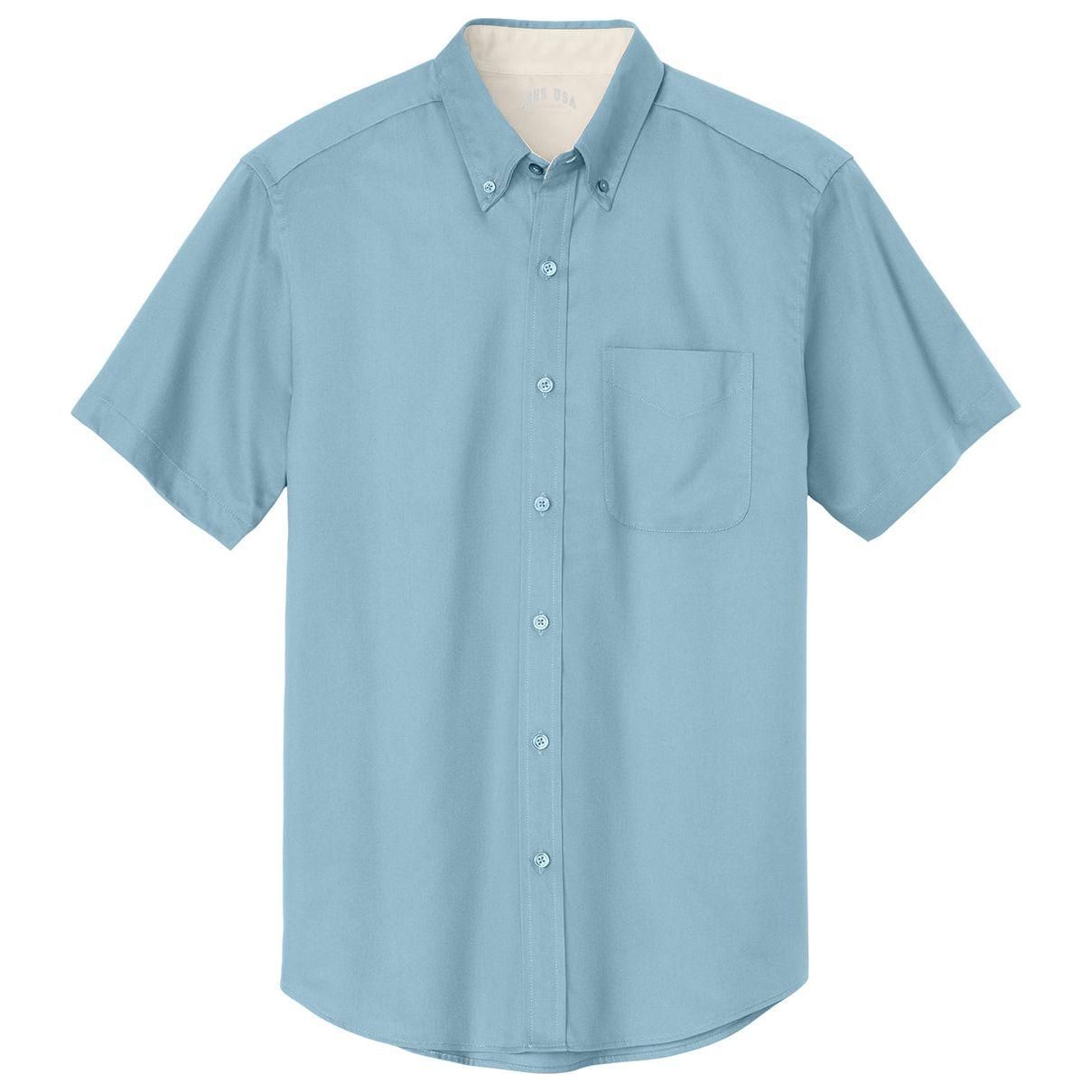 Joe's Men's Short Sleeve Button-Up Shirt - Light Blue / Light Stone Woven Shirts Joe's USA Light Blue / Light Stone Small