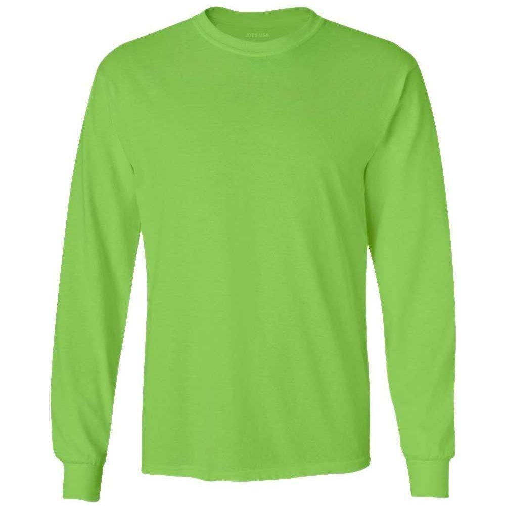 Joe's USA Men's Long Sleeve Heavyweight Cotton T-Shirts in Regular, Big & Tall - Lime T-Shirts Joe's USA Lime Small