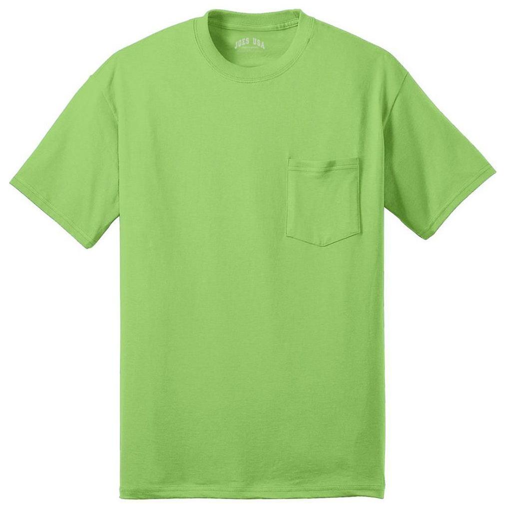 Joe's USA Men's 50/50 Cotton/Poly T-Shirt with Pocket-Lime T-Shirts Joe's USA Lime S