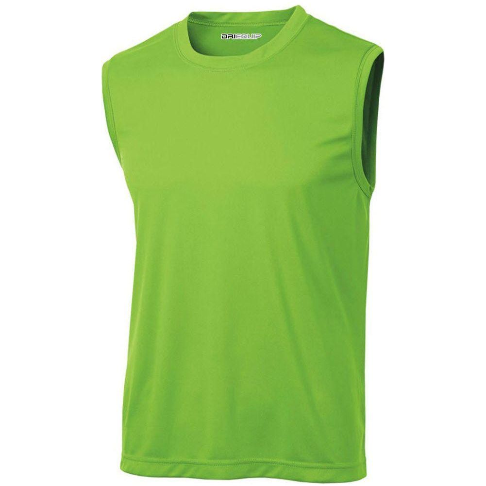 Men's Sleeveless Athletic Tee Shirt. Sizes XS-4XL Activewear DRI-EQUIP Lime Shock XS