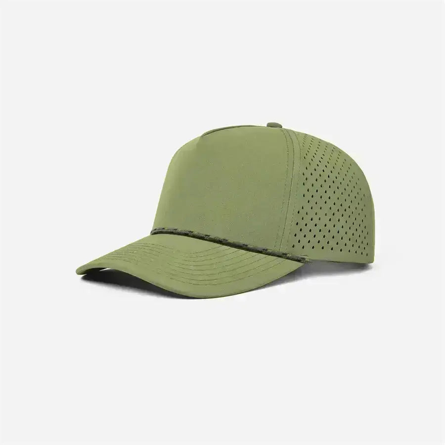 Joe's USA 5-Panel Rope Golf Hat | Water-Repellent Perforated Snapback Cap
