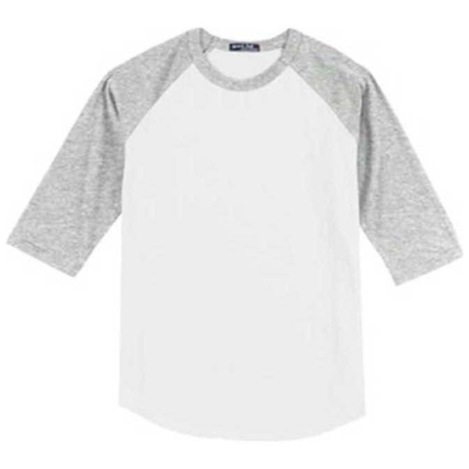 Mens 3/4 Sleeve Cotton Baseball Tee Shirts - Adult XS to 6X White/Heather Grey X - Small Short Sleeve T-Shirts
