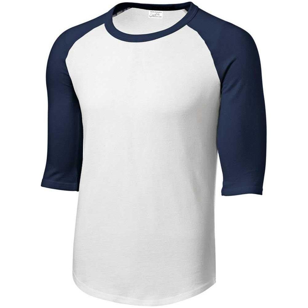 Mens 3/4 Sleeve Cotton Baseball Tee Shirts - Adult XS to 6X White/Purple X - Small Short Sleeve T-Shirts