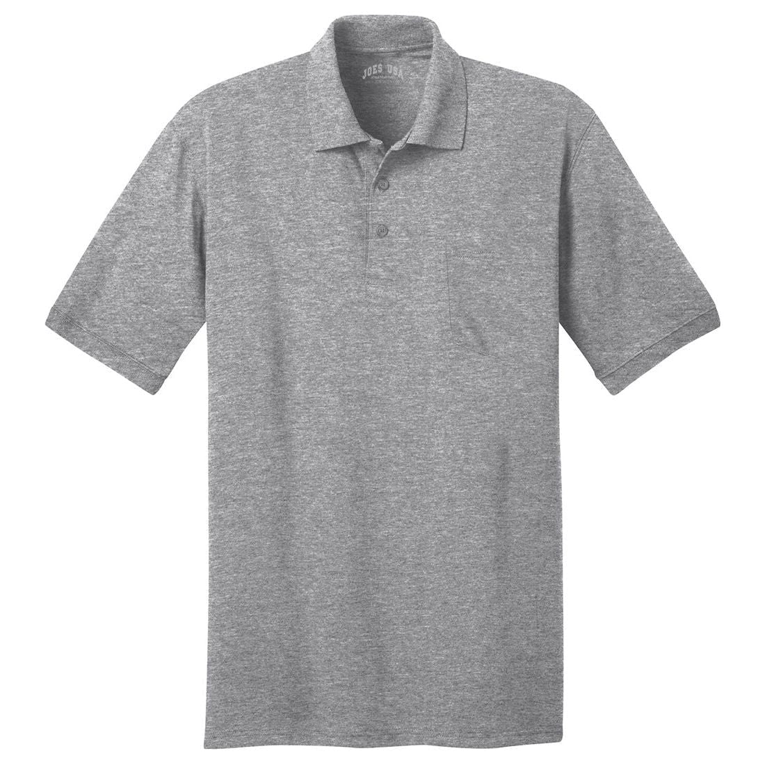 Mens 5.5 - Ounce Jersey Knit Pocket Polo. Adult Sizes: S - 6XL Small Athletic Heather Polos/Knits