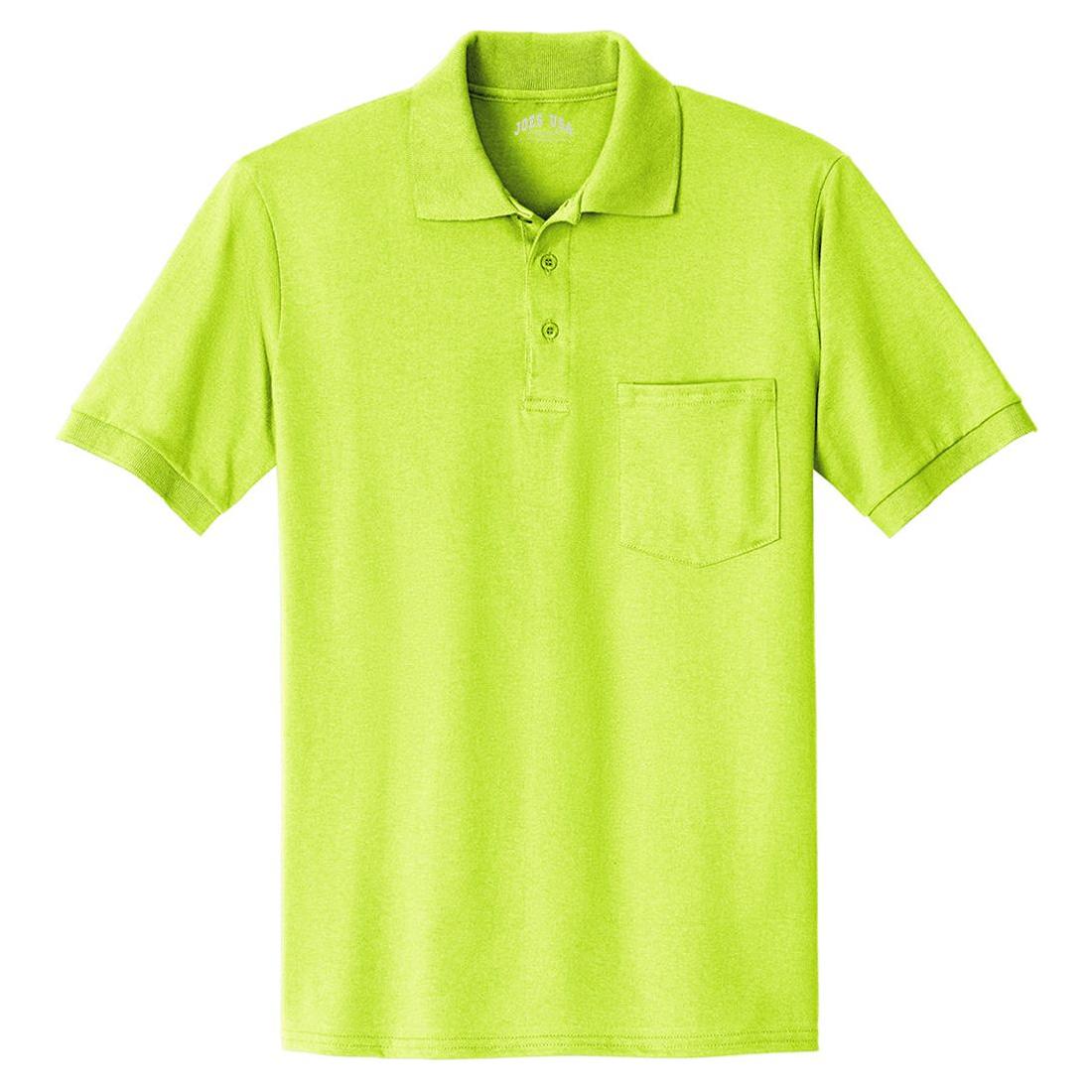 Mens 5.5 - Ounce Jersey Knit Pocket Polo. Adult Sizes: S - 6XL Small Safety Green Polos/Knits