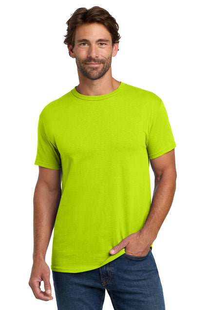 Mens ComfortSoft Heavyweight 100% Cotton T-Shirt Small Safety Green 50/50 Cotton Poly Short Sleeve T-Shirts