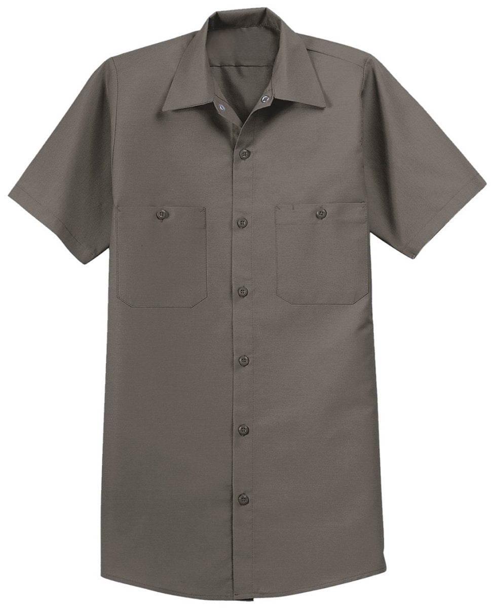 Men's Long Size, Short Sleeve Industrial Work Shirt Grey Medium Long Workwear
