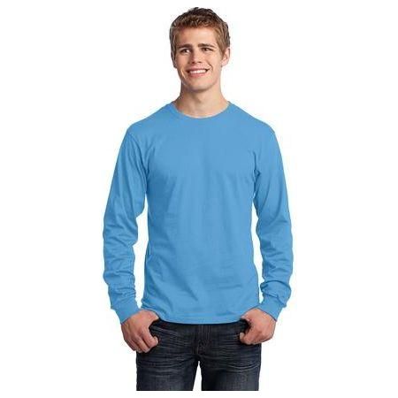 Mens Long Sleeve 5.4 - oz. 100% Cotton T-Shirt Small Aquatic Blue Short Sleeve T-Shirts