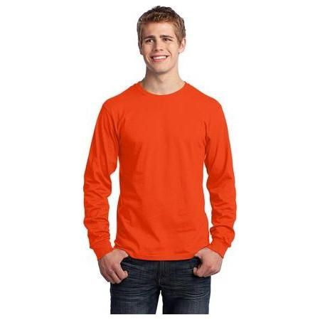 Mens Long Sleeve 5.4 - oz. 100% Cotton T-Shirt Small Orange Short Sleeve T-Shirts