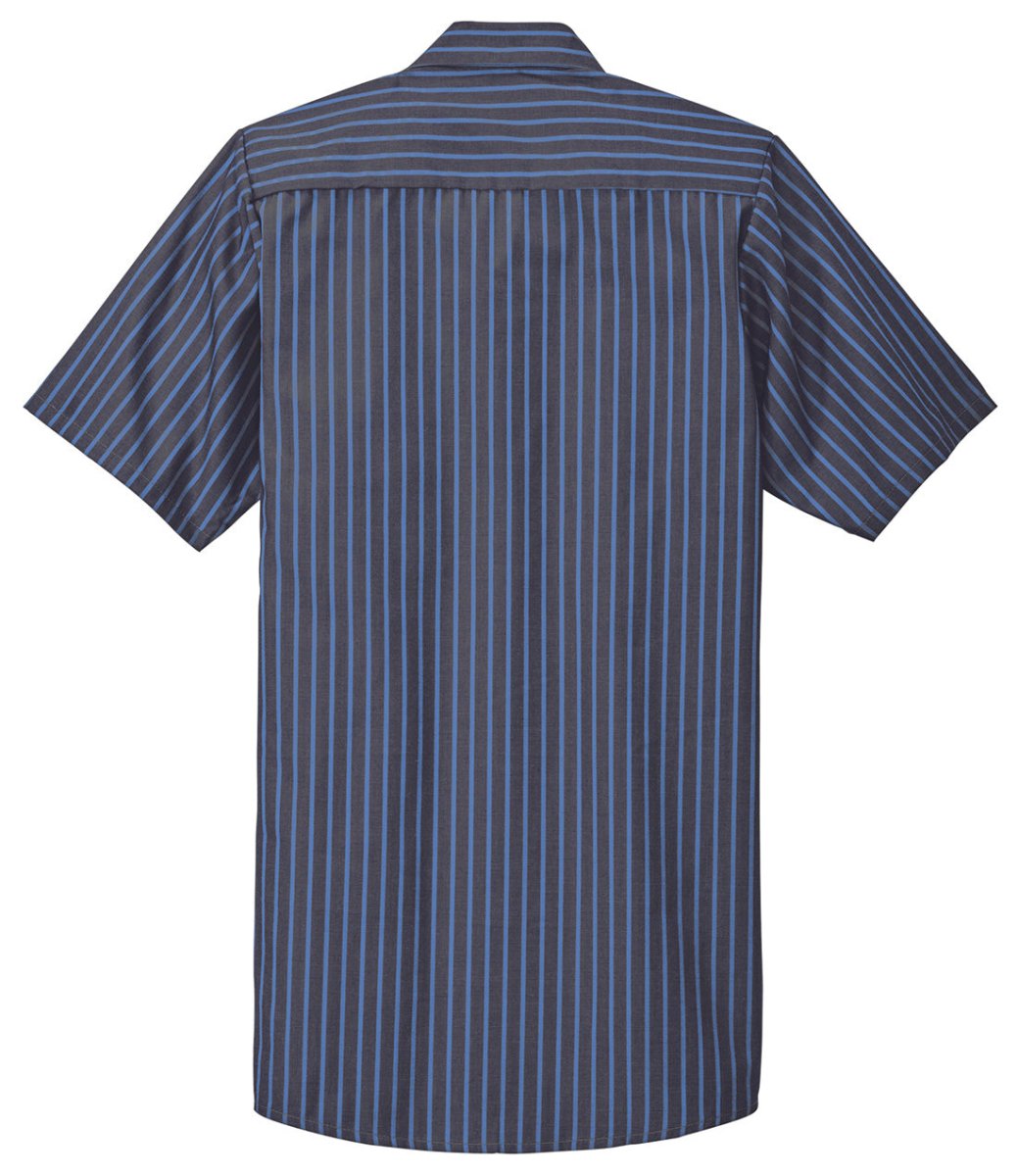 Men's Short Sleeve Striped Industrial Work Shirt Grey / Blue Small