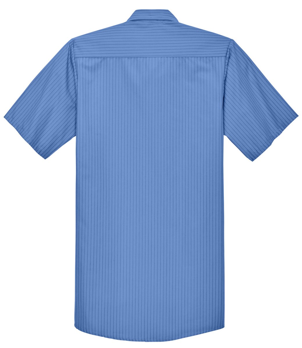 Men's Short Sleeve Striped Industrial Work Shirt Petrol Blue / Navy Small