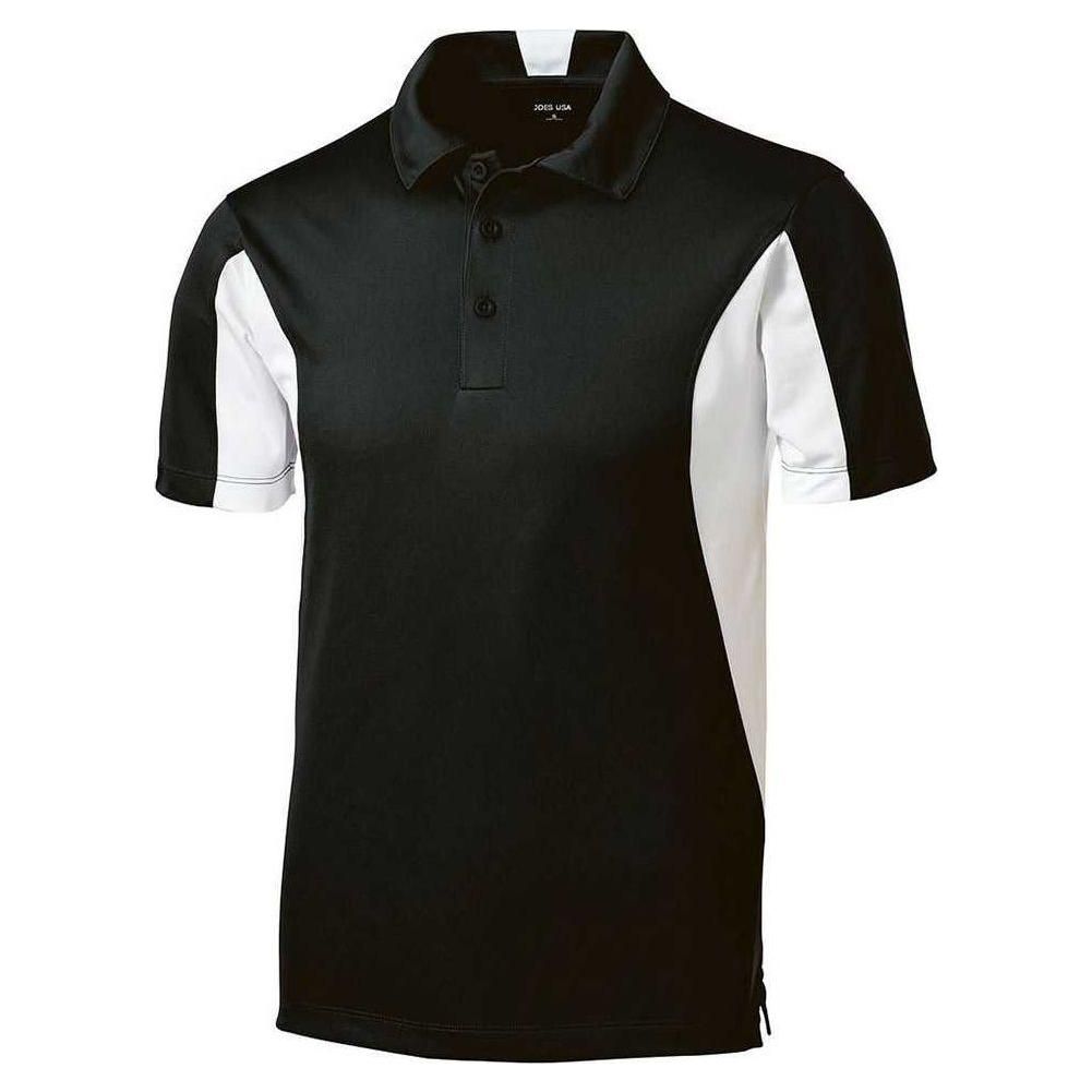 Men's Side Blocked Micropique Sport - Wick Polo Black/ White Small Polos/Knits