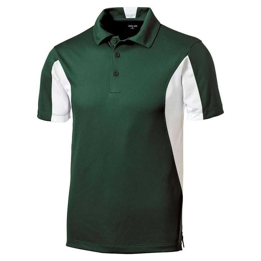 Men's Side Blocked Micropique Sport - Wick Polo Forest Green/ White Small Polos/Knits