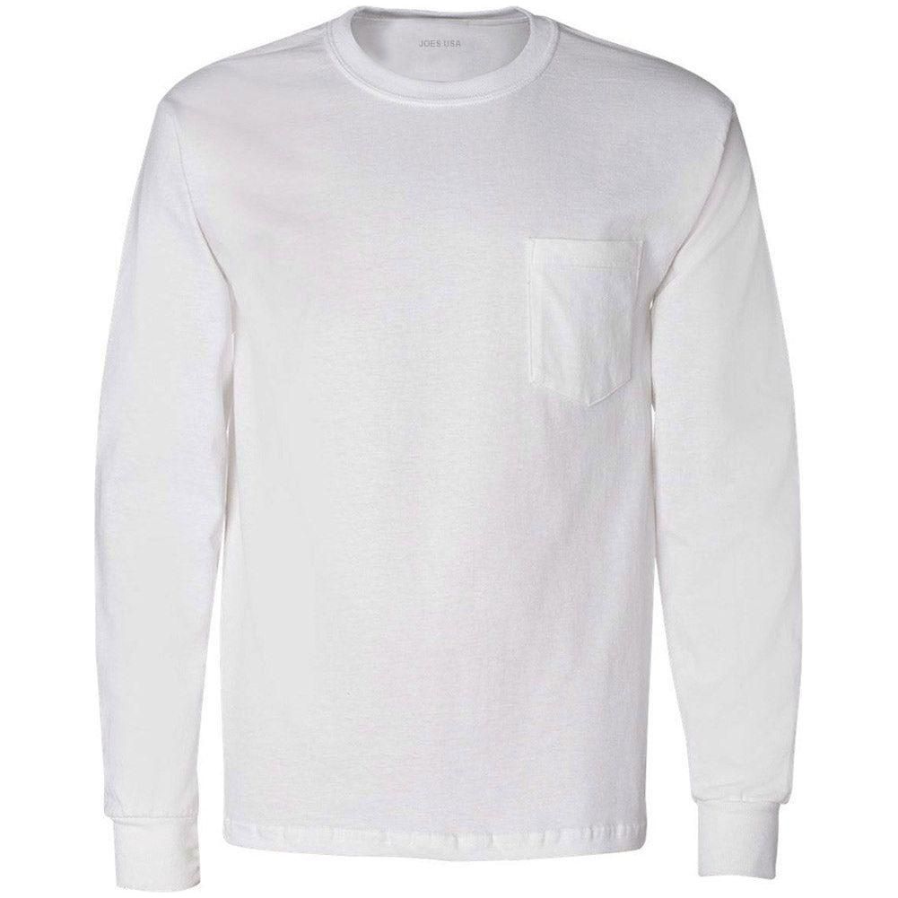 Mens TALL Long Sleeve Essential T-Shirt with Pocket Large Tall White Short Sleeve T-Shirts