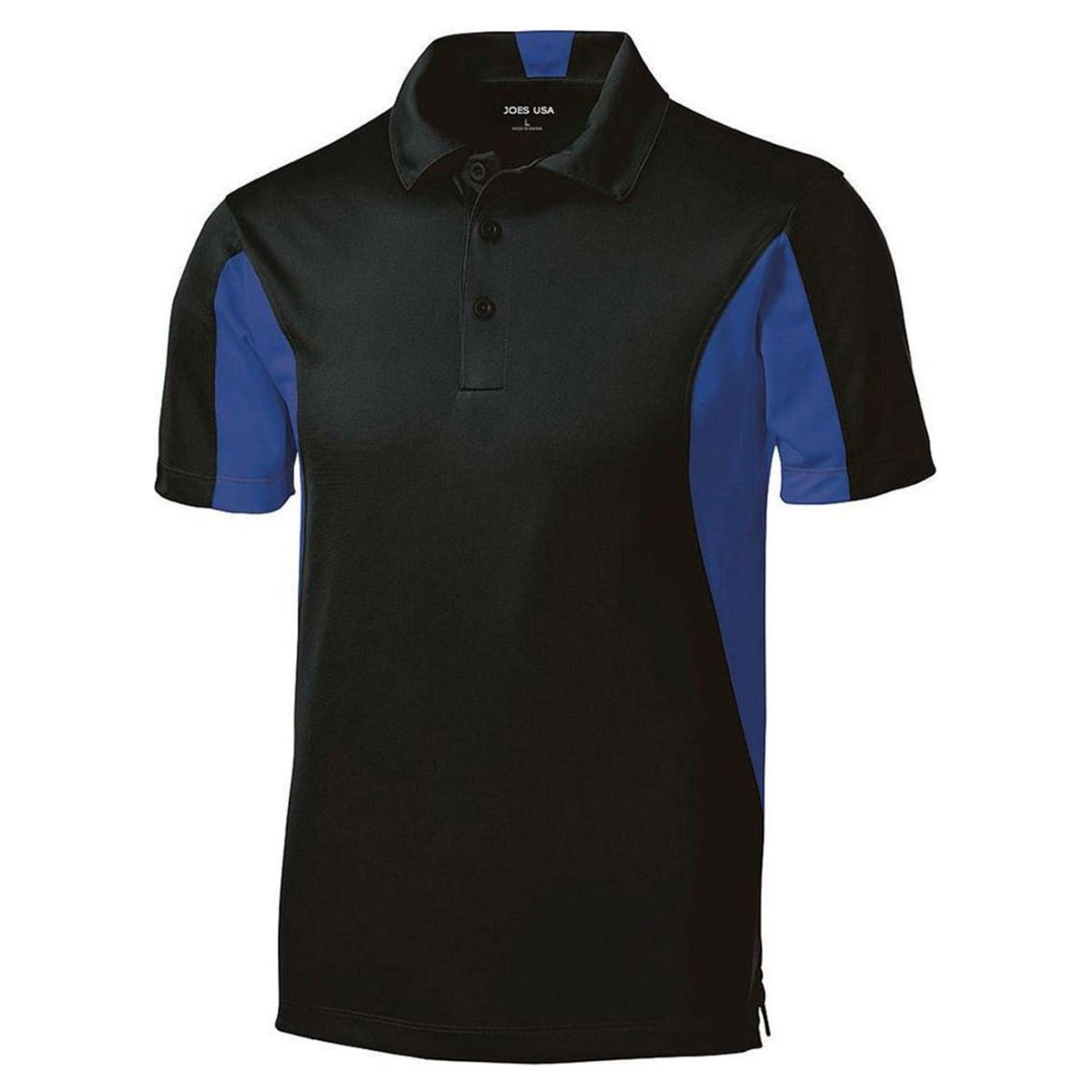 Men's Tall Side Blocked Micropique Sport - Wick Polo Black / Royal Large Tall Polos/Knits