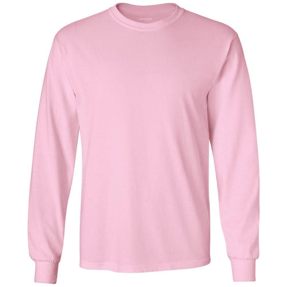 Mens Ultra Cotton 100% Cotton Long Sleeve T-Shirt Light Pink Small Long Sleeve T-Shirts