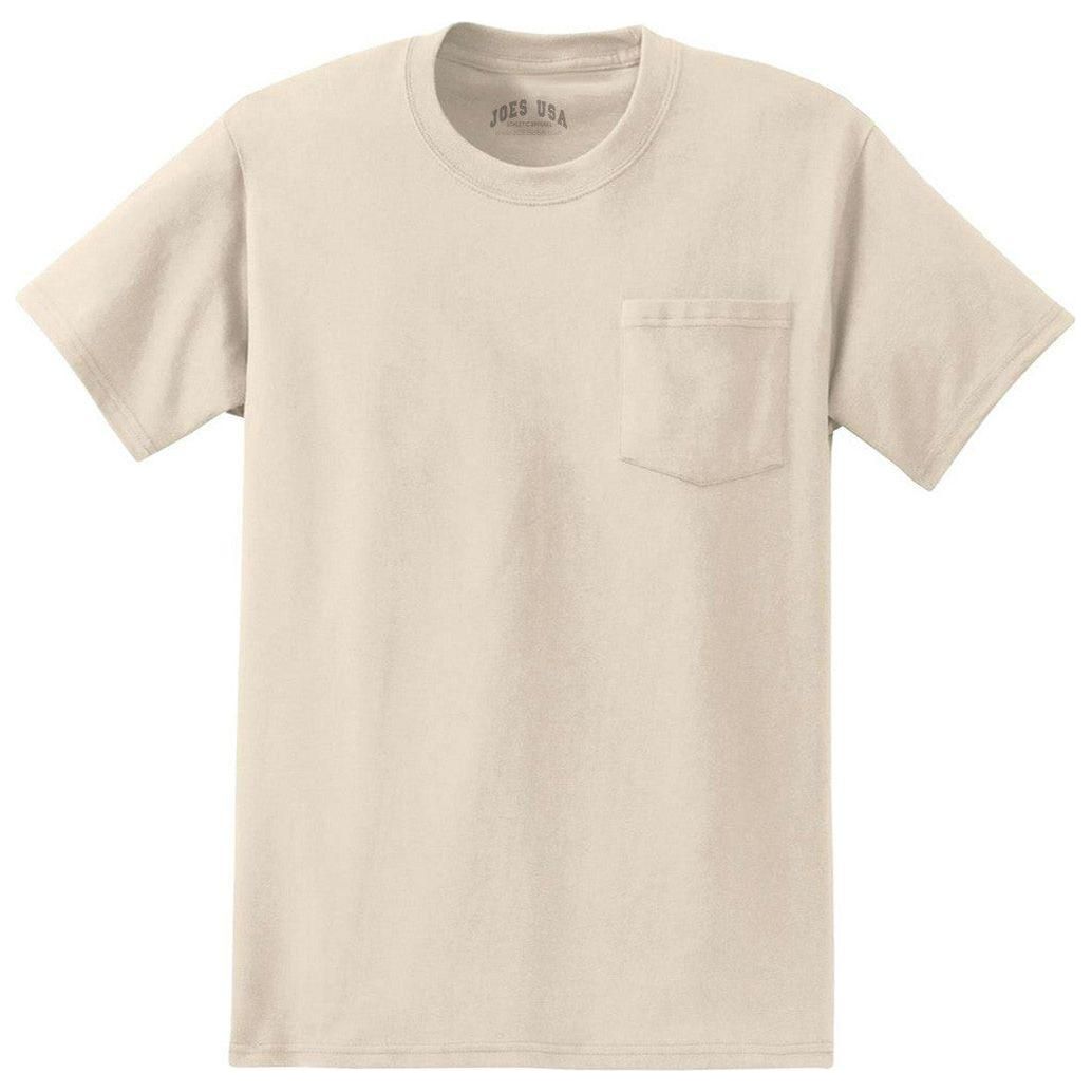 Joe's USA Mens Pocket Tee's 6.1-ounce, 100% Cotton T-Shirts - Natural T-Shirts Joe's USA Natural Small
