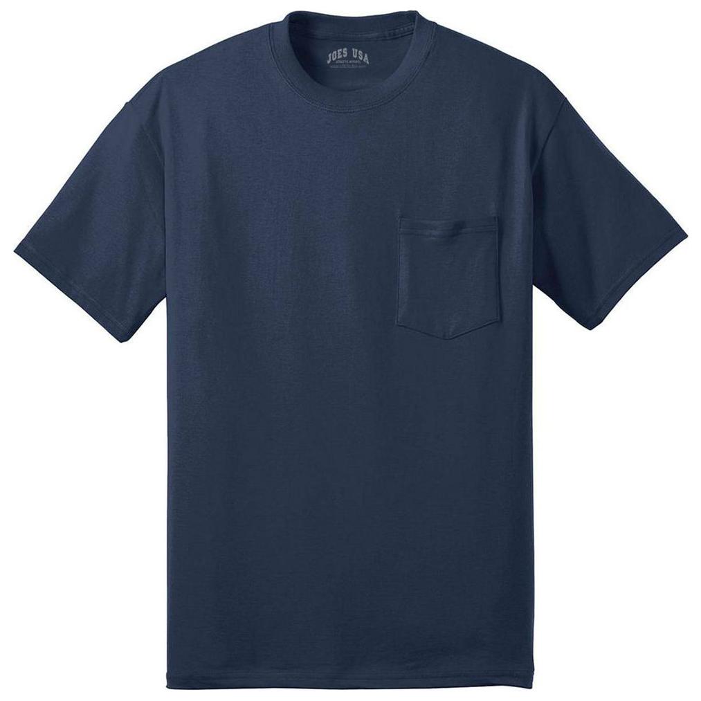 Mens Tall 50/50 Cotton/Poly T-Shirt with Pocket Tall Joe's USA Navy Large Tall