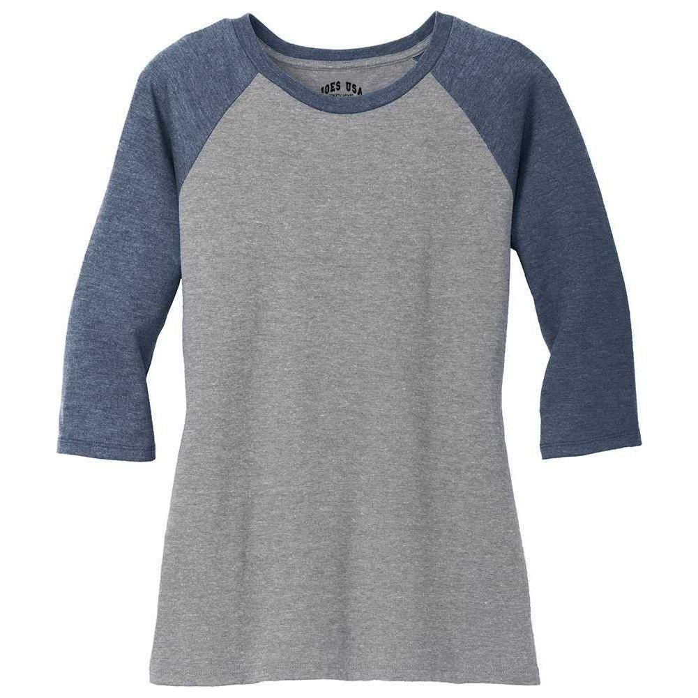 Ladies Perfect Tri 3/4-Sleeve Raglan Joe's USA Navy Frost / Grey Frost X-Small