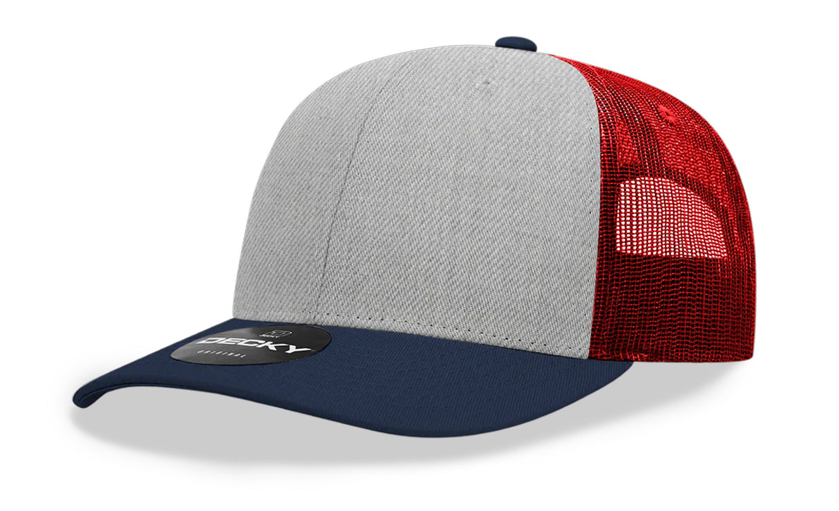 Decky 6 Panel Mid Profile Structured Cotton Blend Trucker | Decky 6021